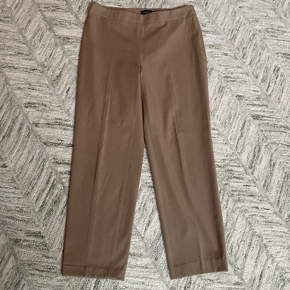 Talbots Pants - Talbots Camel Straight Leg Zip Side Hemmed Trousers Pants Slacks Office Neutral